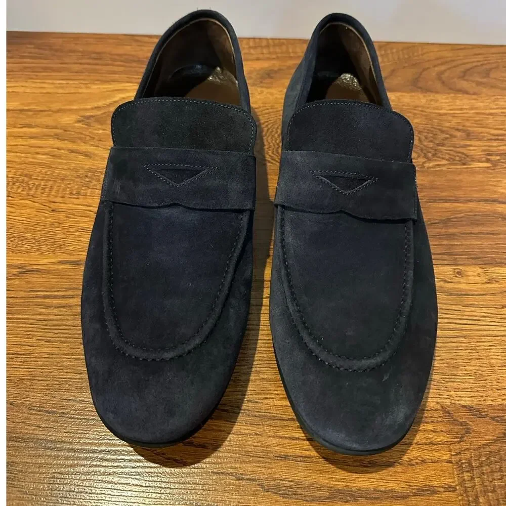 Vellapais Amber Suede Penny Loafers Men’s 44 Blue Slip On Casual Dress Shoes